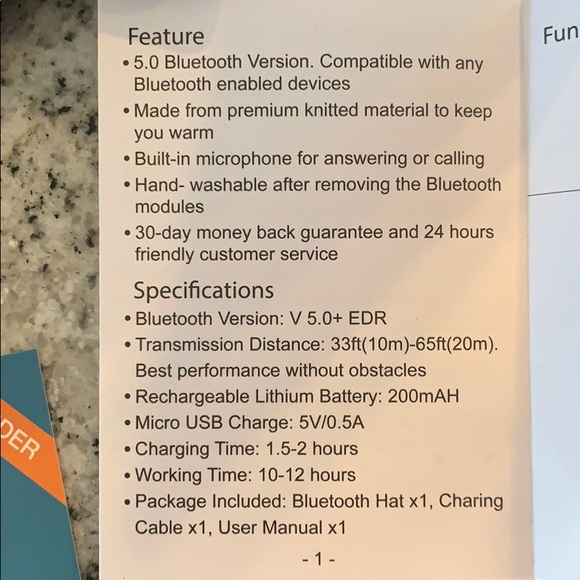 Bluetooth music black beanie hat unisex - Picture 7 of 8